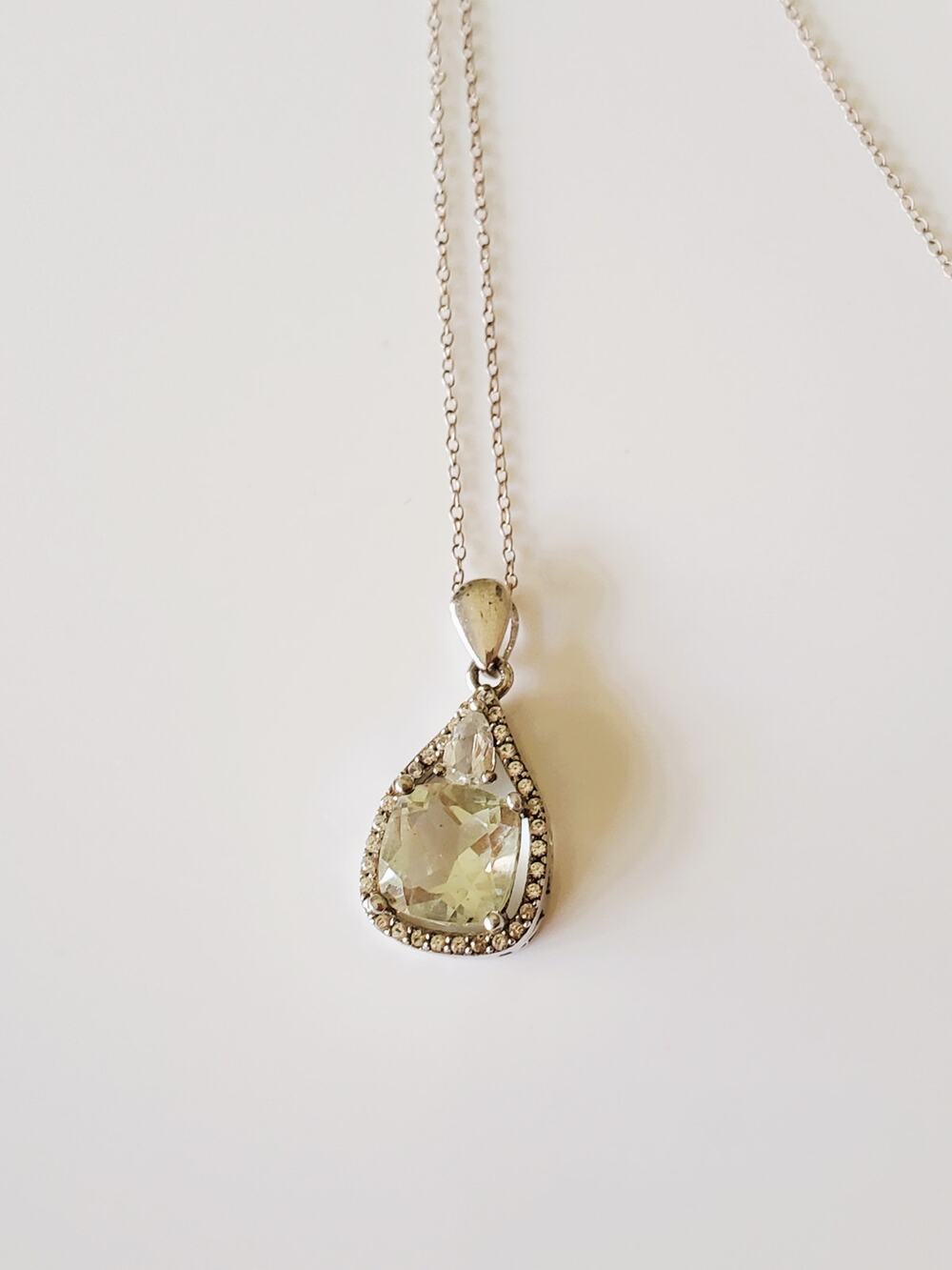Vintage Sterling Silver Prasiolite Necklace